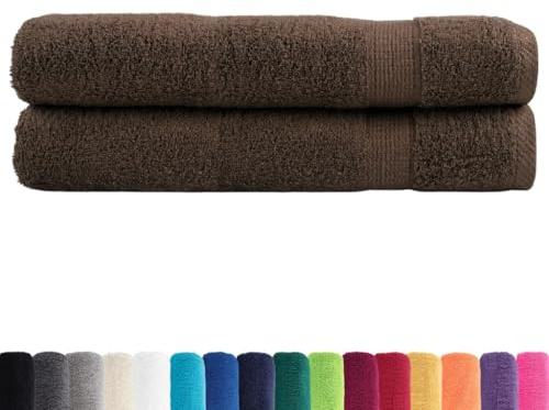 vidaXL Premium Handtücher 2 STK., Saunatuch Saugfähig, Badetuch mit Schlaufen, Strandtücher Duschtuch Gästetuch, Braun 100x200cm 600g/m² 100% Baumwolle