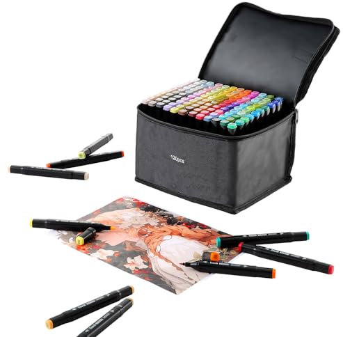 Ordeluxe 120 Couleurs Feutre A Alcool, Feutre Alcool Double Pointe, Séchage Rapide En Une Seconde, Avec Étui De Transport, Pour Artistes Et Adultes À Colorier