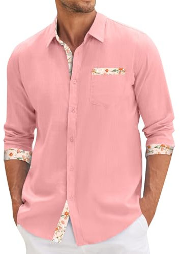 SHZFGUI Chemise Homme Manches Longues Chemise Noir Chemises Chemise en Lin Homme Été Chemise Blanche Homme Manche Courte Chemise Homme Bleu Chemise Blanche Homme Manche Courte Homme Rose 2XL
