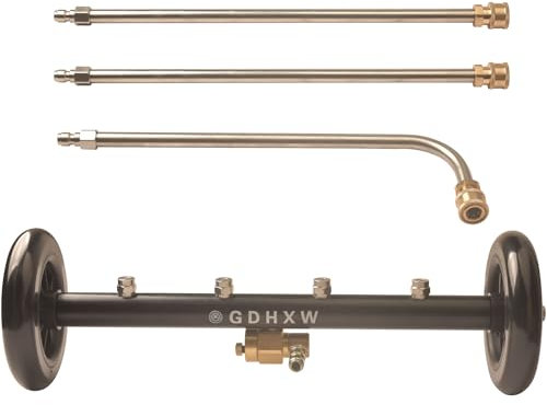 GDHXW Dual-Function Undercarriage Cleaner 16 Inch,Water Broom for Pressure Washer with 4 Nozzles Under Car Washer Attachment 3 Extension Wand,5000 PSI