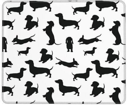 Tapis de souris motif chiens noirs avec bords cousus, base en caoutchouc antidérapant, friction de surface modérée, tapis de souris antidérapant pour ordinateurs, ordinateurs portables, bureau et