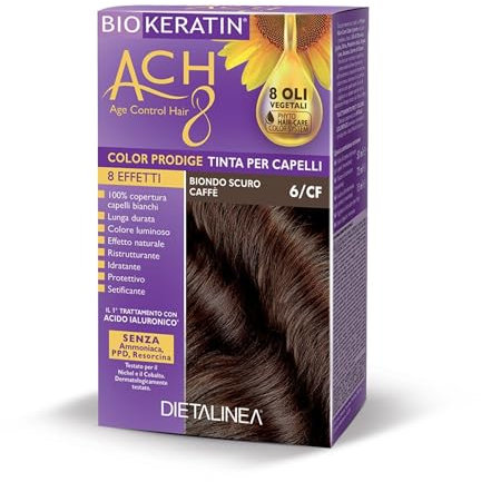 Dietalinea Tinta per Capelli Senza Ammoniaca BIONDO SCURO CAFFE' 6/CF | Colore Capelli Biokeratin con 8 Oli Phyto Hair Care system e Hyalu Complex -Nutre il capello in profondità | Illumina il colore