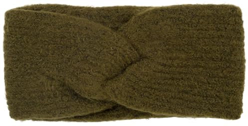 styleBREAKER Damen Strick Stirnband mit Twist Knoten und Rippenmuster einfarbig, warmes Winter Haarband, Headband 04026072, Farbe:Oliv