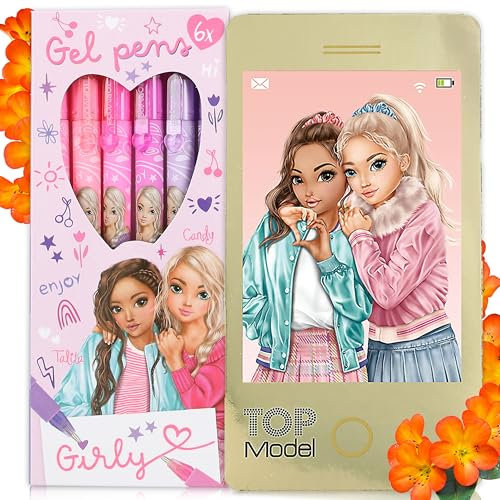TOPModel Girly Gel Stifte Set + Mobile Notizbuch mit Wackelbild – Kreatives Schreib- und Malset für Mädchen, mit farbenfrohen Gelstiften und trendigem Notizbuch mit 3D-Wackeleffekt