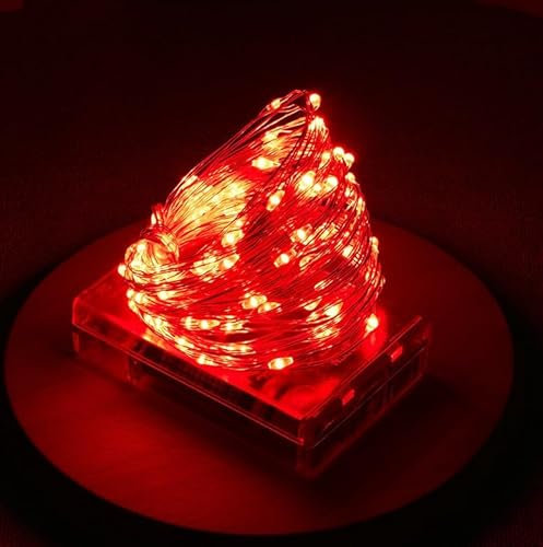 Volunx Battery LED String 1/3/5/10m Fairy Lights Decorative Fairy Battery Powered String Lights Wedding Christmas Red (1m/3.28ft 10LED)
