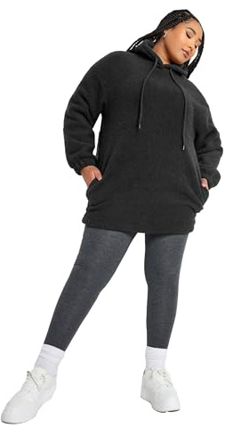 Yours Curve Teddy Fleece Hoodie - Women's - Plus Size Curve Black