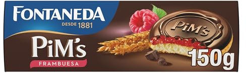 Lu Pim's S Rellenas De Frambuesa Y Cubiertas De Chocolate Negro, Galleta, 150 Gramo (Paquete de 8)