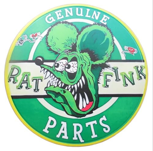 Deko-Platte Rat Fink Genuine Parts, 30 cm, rund, Kustom Kultur