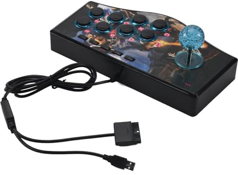 Swiixxer Rétro Joystick Usb de Manette de de Contrôleur de Bascule D'Arcade pour Ps2 / / Pc/Android Smart Tv Vibrateur Intégré Huit Direction Joystick ()