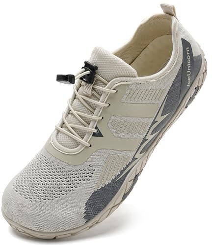 IceUnicorn Barfuss Schuhe Damen Fitnessschuhe Wasserschuhe Herren Strandschuhe Leichte Atmungsaktiv Sommer(Beige,39EU)