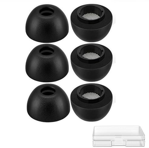 Rhinenet Ear Tips for Samsung Galaxy Buds3 Pro (Fits Charging Case) Compact Case, Ultra Comfort Noise Cancelling Replacement Tips for Samsung Galaxy Buds Pro 3 (Memory Foam Black, Medium)