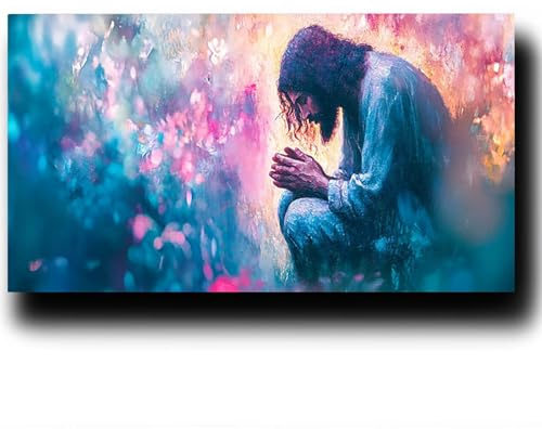 JéSus Peinture Numero Adulte Kits, Peinture Numero Enfant 40X80cm, Loisirs CréAtifs Adultes Numero D'Art, Utiliser Pinceaux Peinture Acrylique Dessin sur Toile Fleur pour Decoration Maison 3w-3-D