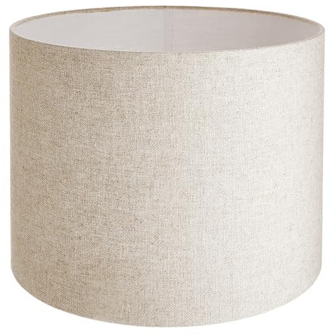 BUTLERS 2er Set Lampenschirm Leinenstoff Ø40xH30cm Leinen -TANA- Leuchtenschirm für Tischlampe, Lampenfuß, Hängeleuchte | Lichtschirm für Regal, Sideboard, Couchtisch