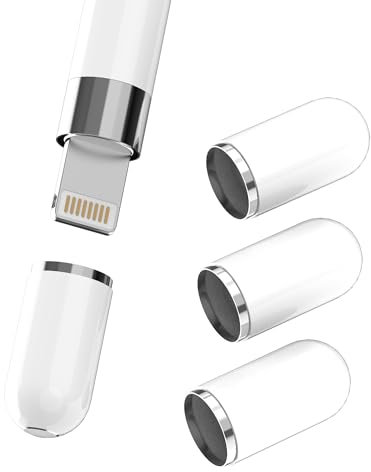 für Apple Pencil Kappe (4 Stück) 1 Generation Stift Ersatzkappe für iPad Adapter Stift 1. Generation für Apple MFi Certified für iPhone Stylus Stiftkappe Ersetzen 1st Generación Ipencil Deckel Zubehör