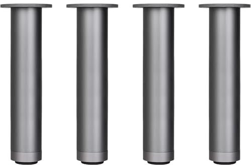 LFONDIGE Lot de 4 Pieds de Meuble réglables en Alliage d'aluminium, Pieds de canapé Ronds pour Meuble TV, Table Basse, Couleur Or, 25 x 5,6 cm