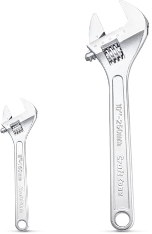 CRAFTZONE Adjustable Wrench Set, 2pc Wrench Sets with SAE and Metric Scales, Heat-Treated Carbon Steel with Chrome Plated, Wide Jaw Wrenches for Home, Plumbing, Garage (6, 10 Inch)
