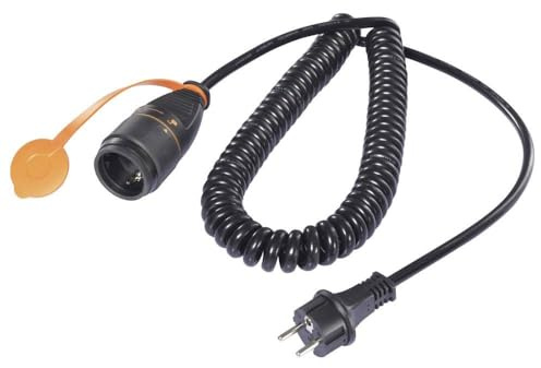 Sygonix SY-6746418 Strom Verlängerungskabel Schwarz, Orange 5 m H07BQ-F 3G 1,5 mm² Spiralkabel, verriegelbar, witterung