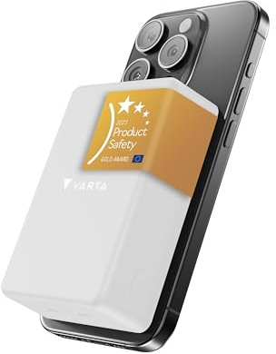 VARTA Power Bank 10.000mAh, powerbank magnetico, Mag Pro, caricabatterie portatile con USB C, compatibile con MagSafe e Qi Standard (per compatibilità con iPhone e Android), bianco