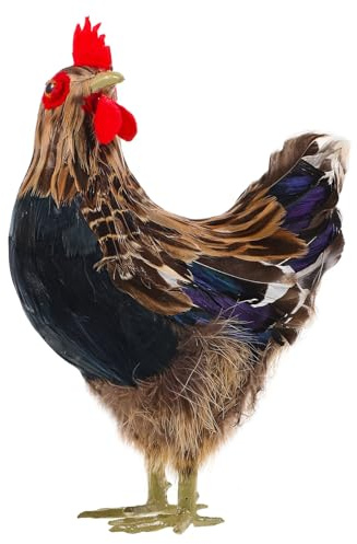 jojofuny Realistische Hennenfigur Garten Deko mit Federn Ostern Simulation Huhn Statue Outdoor Sitzend Natürlicher Look Geschenk