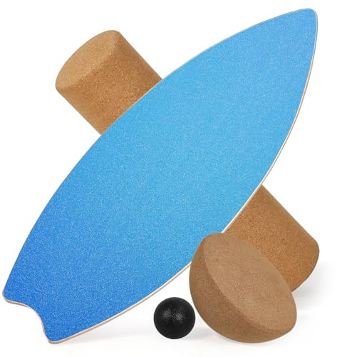 Planche d'équilibre pour adultes, kit 4 pcs en bois avec rouleau, demi-sphère et balle. Capacité 120 kg, antidérapant pour gainage, stabilité et équilibre – À usage intérieur