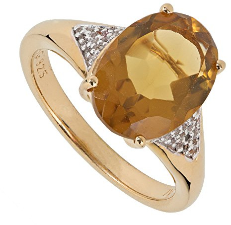Harry Ivens Damen Ring Sterling-Silber 925 vergoldet Champagner Quarz Weißtopas