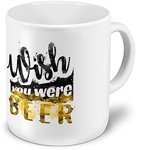 printplanet XXL Riesen-Tasse mit Spruch: Wish You were Beer - Kaffeebecher, Sprüchebecher Becher, Mug