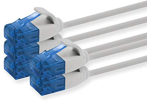 1aTTack.de 660158 Cat6 Cat.6 Kabel Cat Netzwerkkabel 3,0 m - Patchkabel Slim Kabel (Kleiner Durchmesser - sehr flexibel) 1000 Mbit/s - 5 Stück - grau