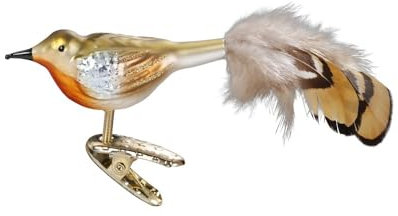 Inge-glas - Christbaumschmuck, Baumschmuck - Vogel - Arabella - Glas mit echten Federn - Größe: 6,5 cm