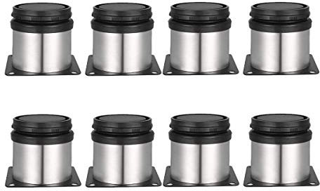 Drenky 8 Stück Möbelfüße Metall Tischbeine Metall 5cm Rund Edelstahl Gebürstet möbelfüße verstellbar Tischbeine Höhenverstellbar Gesamthöhe 50mm-65mm Kommen Mit Edelstahlschrauben für Möbel Projekt