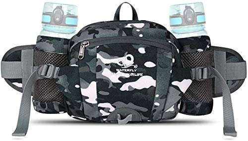 WATERFLY Gürteltasche mit Flaschenhalter, Gurt Verstellt Bauchtasche Hundetraining Handyfach Wasserdicht Hüfttasche für Wandern Reise Camping