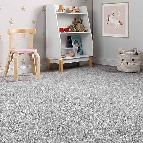 Steffensmeier Teppichboden Margate Meterware | Auslegware für Kinderzimmer Wohnzimmer Schlafzimmer | Grau, Größe: 200x200 cm