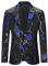 YOUTHUP Blazer Homme Brodé Formel Mode Slim Fit Veste de Costume Floral Bal Mariage Smoking Soirée, Bleu-607, M