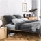 Wolkenfeld Satin Bettwäsche 155x220 Mako-Satin Baumwolle - Anthrazit Grau Bettwäsche-Set - 1x Bettbezug 155 x 220 + 1x Kissenbezug 80x80 - Weiche Mako Satin Bettwäsche