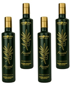 JAVIOLIVA – PACK 4 Botellas AOVE PREMIUM Picual – COSECHA TEMPRANA 2025/26 – Prensado en Frío – 2 Litros Total – Ideal para Uso Profesional y Lotes.