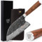 YOUSUNLONG Coltello da cucina professionale da chef mannaia da carne da 206mm martellato damasco fodero in legno di noce naturale con pelle