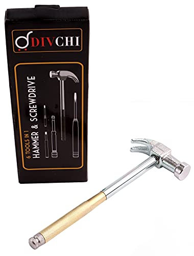 DIVCHI 6 in 1 Mini Multifunction Stainless Steel Hammer Screwdrivers Set for Jewelry Goldsmiths Small Machines Repair Household Tools