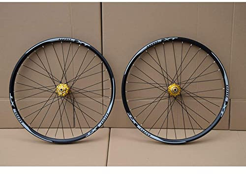 lkpqdwqz 26/27.5/29 Zoll Mountainbike Laufradsatz Vier Kugellager MTB Vorderrad Hinterrad Leichte Scheibenbremse Felge Schnellspanner 32 Loch (Color : Gold hub, Size : 29inch)