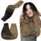 RUNATURE Tressen Echthaar Extensions Balayage Fabre Dunkelbraun mit Mittelbraun und Aschblond Sew in Weft Human Hair Tressen Haartressen Echthaar Lang 55cm 22 Zoll 100g #2/6/18