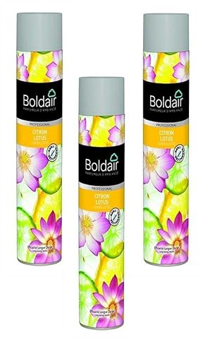 BOLDAIR Lot de 3 Aérosols 750 ml désodorisant parfumant citron lotus
