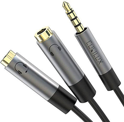 Cubilux 3.5mm Double Headphones Splitter, 2-Way Earphones Share Adapter, Dual Audio Jack Connector, Twin Aux Port Converter Compatible with MacBook Pro/Air, iPad, PC, Laptop, Computer, Phone, Tablet