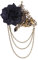 Gothic Brosche Kette Vintage Rose Kettennadel Retro Skelett Kragennadel für Halloween Kostümparty (Schwarz)