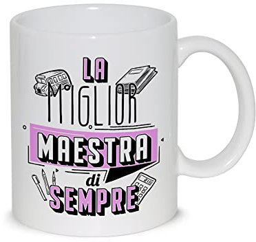 thedifferent Tazza Colazione Latte thè Mug Relax con grafica - La miglior Maestra di sempre - idea regalo Compleanno Natale Amica Mamma Nonna Sorella Zia