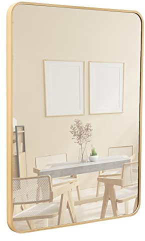 Terra Home Wandspiegel - Rechteckig, 60x80 cm, Roségold Gold Kupfer, Modern, Metallrahmen Spiegel - für Flur, Wohnzimmer, Bad oder Garderobe
