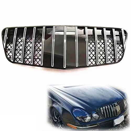 ISILA Kühlergrill-Grillblende für Benz W211 E-Klasse 2007–2009, GT-Stil, verchromtes Auto, oberer Stoßfänger, Mesh-Body-Kit, Gitter Kühlergrille