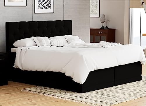 AUKONA Boxspringbett Helena 90x200, Schwarz H3, 7 Zonen Taschenfederkern-Matratze, H2 H3 H4, Komfortschaum-Topper, Lieferung und Aufbau kostenlos
