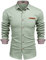 COOFANDY Mens Shirts Long Sleeve Casual Denim Shirt Smart Non Iron Button Down Dress Shirts Business Casual Western Cowboy Shirt Slim Fit AA-Green XL