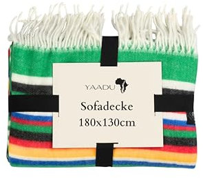 YAADU Afrikanische Decke 180x130cm - Sofadecke, Wohndecke aus Mikrofaser, Kuschlige Couchdecke, Tagesdecke, Wohndecke mit Muster, Hypoallergene Decke, Modell Venda (Grün)