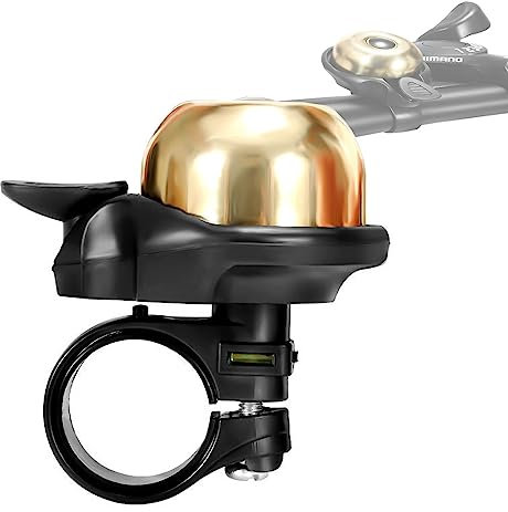 Quixotical Fahrradklingel, Mountainbike Fahrrad Klingel, Fahrradglocke, Mini Fahradklingeln, für Straßenfahrräder, Mountainbikes, Rennrad, 22-24 mm Lenker (Gold)