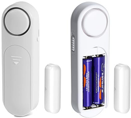 Koostone Wireless Ring Contact Sensor - Door & Window Alarm, 2 Pairs (Batteries Included)