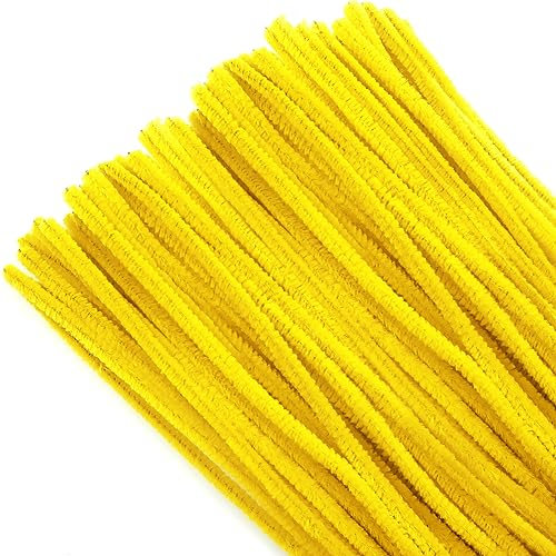 TOAOB 100 Piezas Amarillo Limpiapipas Pipe Cleaners 6mmx30cm Alambre de Chenilla para Manualidades y Decoración Creación de Bricolaje